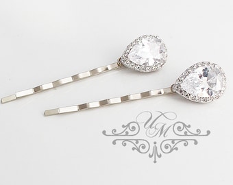 Wedding hair accessories Wedding Headpiece Wedding Hair pins AAA Zirconia teardrop hair pins Rhinestone hair pins Bridal hair pins - CARI