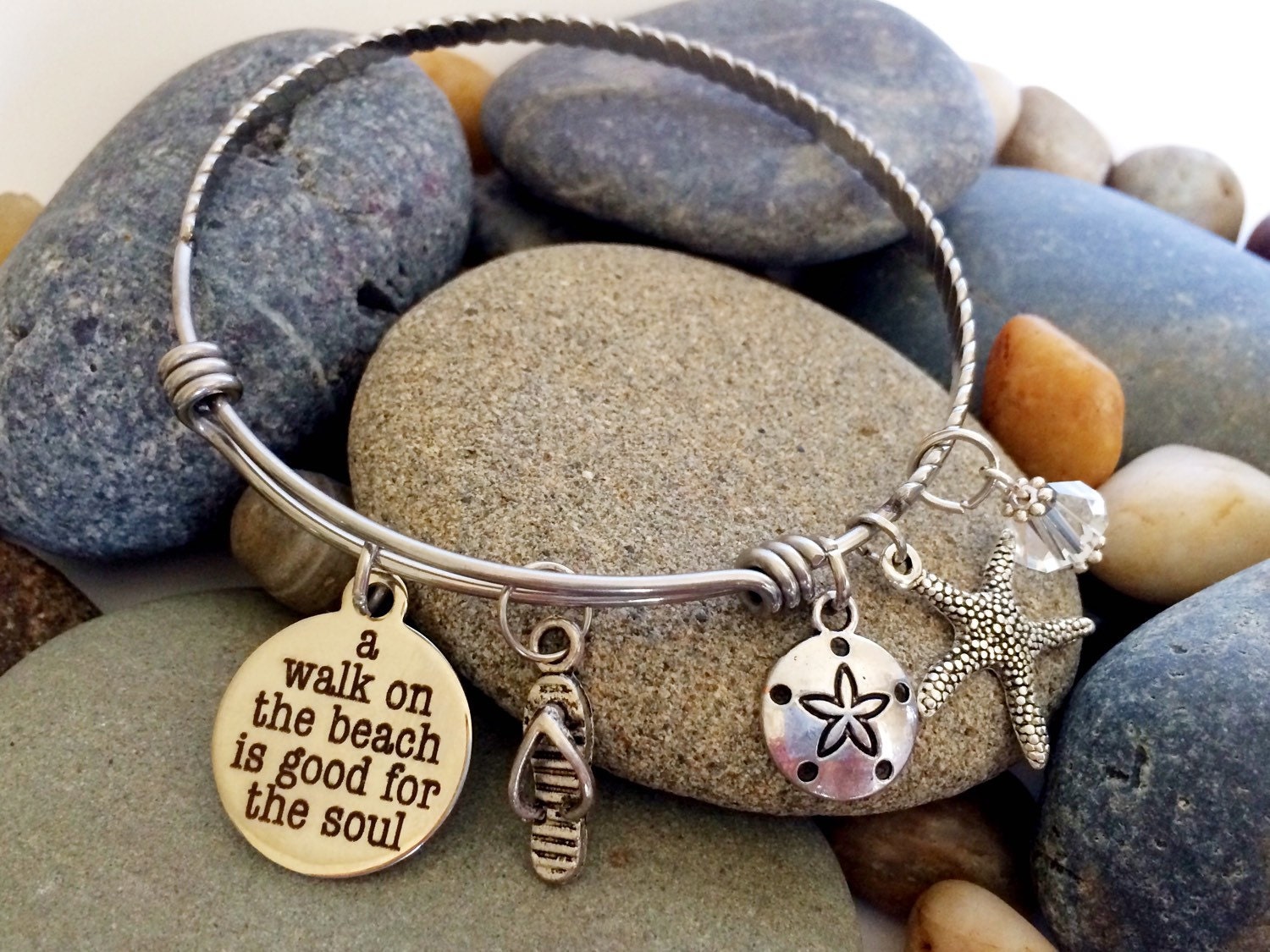 Beach bracelet Expandable Bracelet Beach themed Bangle