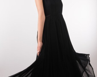 vintage 1990s WITCHY goth black gauze sheer DRESS minimalist gypsy festival xs s 90s