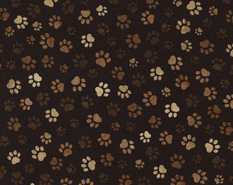 Brown Dog Paw Fabric, Timeless Treasures Paw C1846 Mud, Paw Print Fabric, Dog Fabric, Dog Paw Quilt Fabric, Pawprint Fabric, Cotton