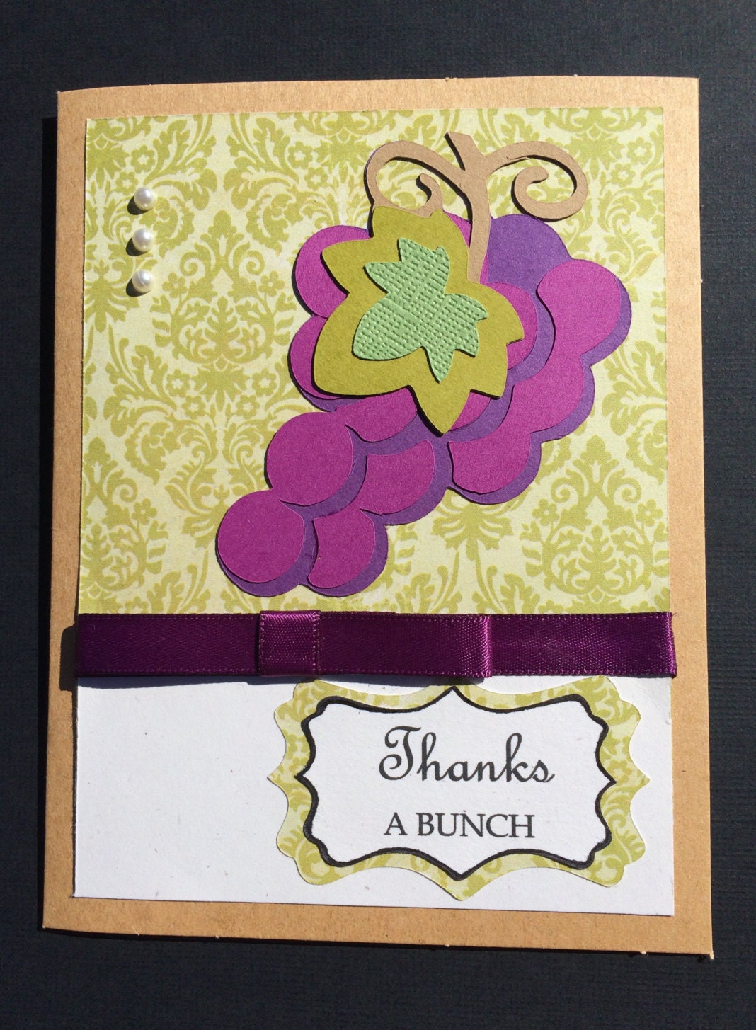 Handmade Thank You Card With Grapes Thanks A Bunch