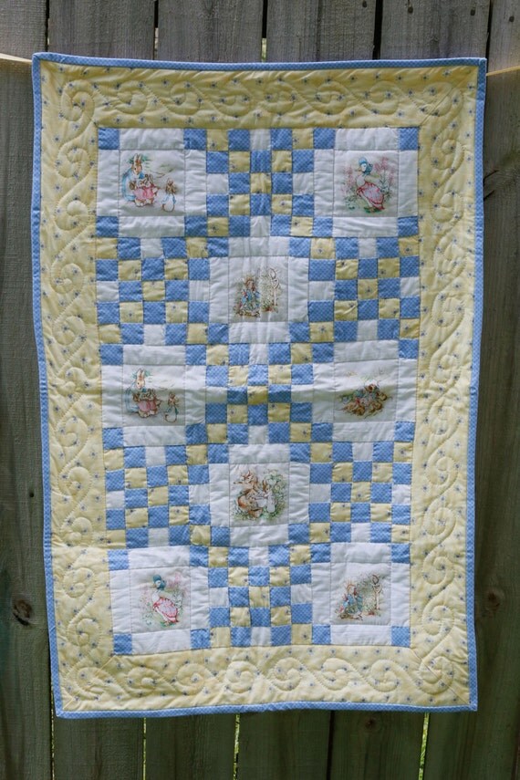 beatrix-potter-baby-quilt-handmade-with-blue-and-yellow-print