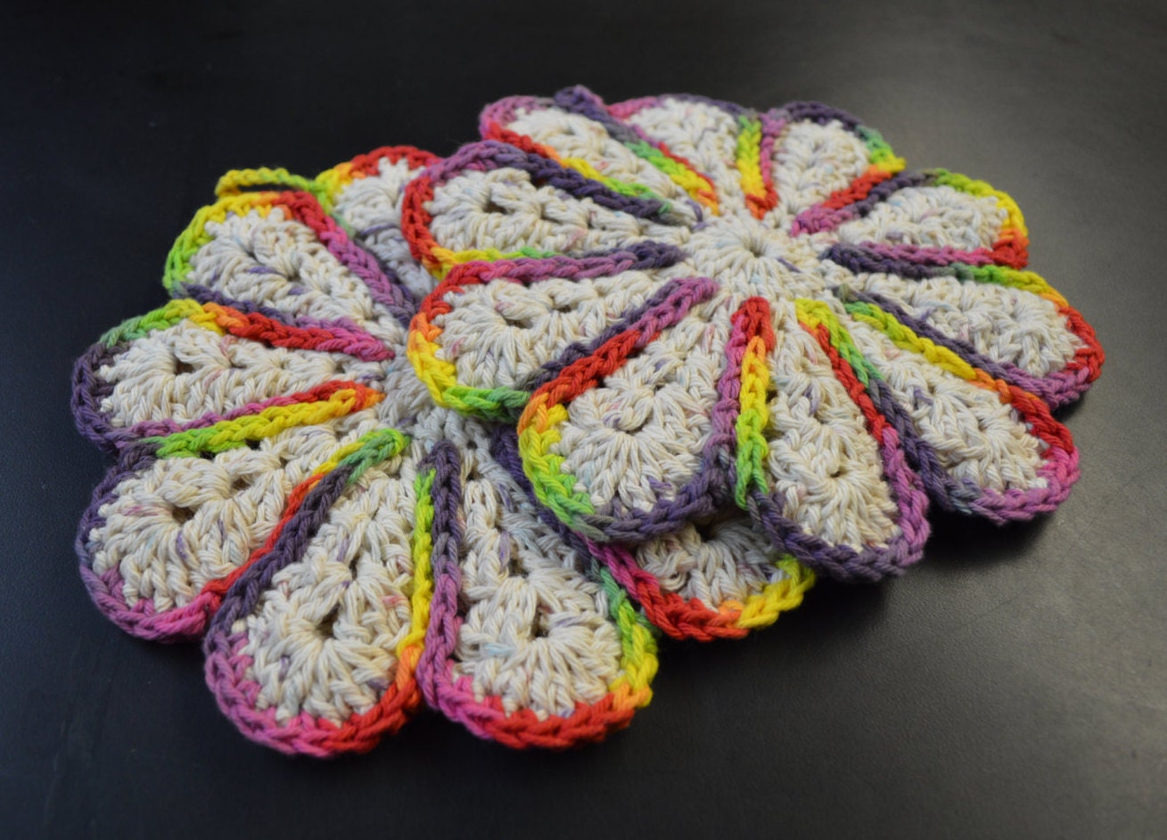 Double Thick Crochet Flower Pot Holders / Hot Pads / Trivets