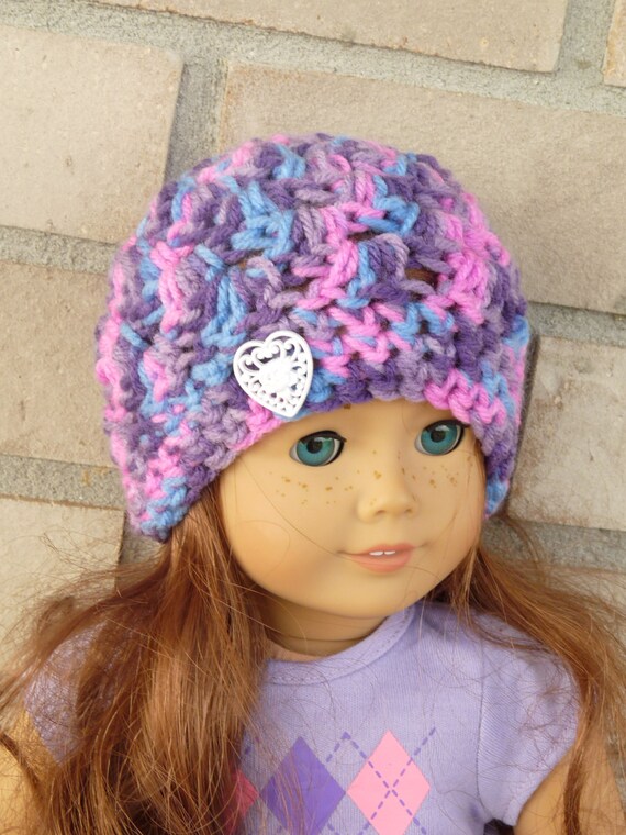 Doll Hat for 18 Inch Doll Purple Multi with by SunnyDaysCreations