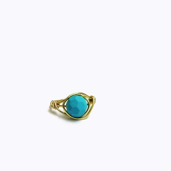Items similar to Teal Stone Ring, Teal Ring, Neon Jewelry, Teal ...