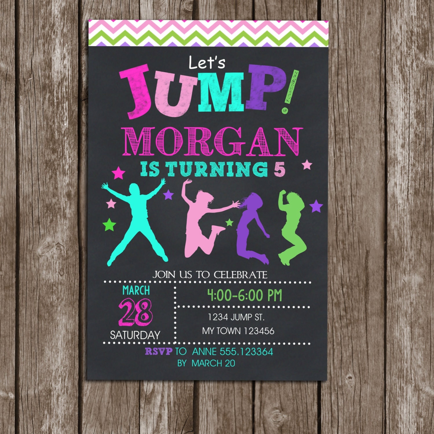 jump invitation girls birthday printable trampoline