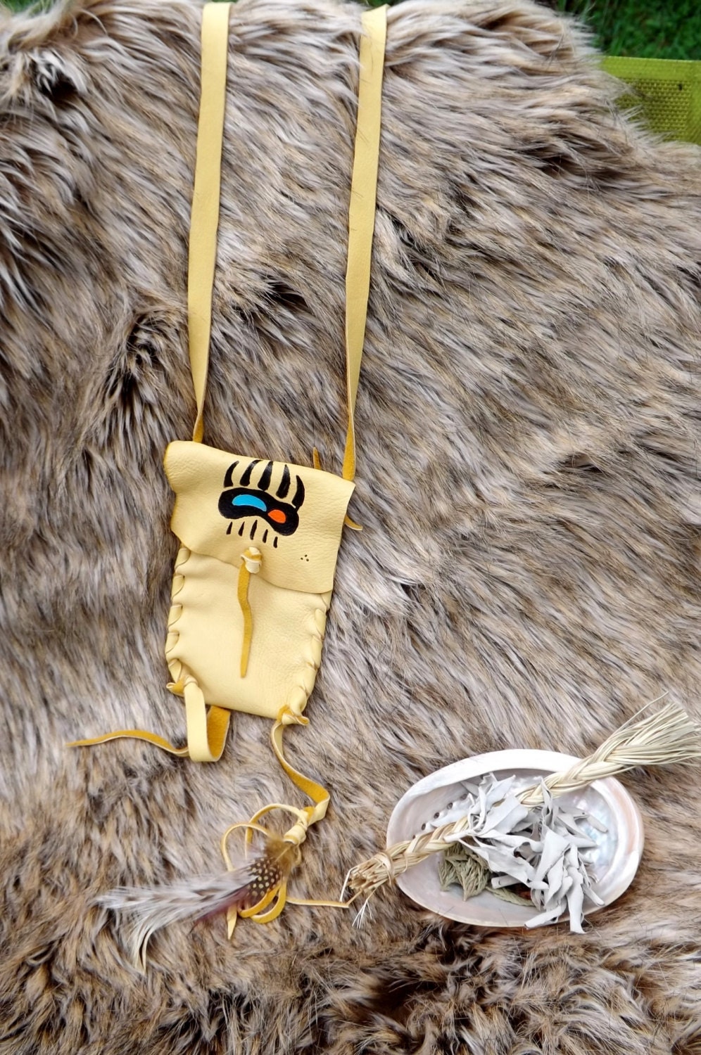 Deerskin Leather Medicine Pouch Native American by SpottedEagleArt