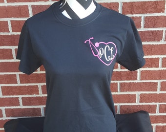 Monogram Nurse Heart Stethoscope Short Sleeve Shirt, Monogram Nurse Shirt, Nurse Tee, Gifts For Nurses, Stethoscope Monogram, Medical Shirt