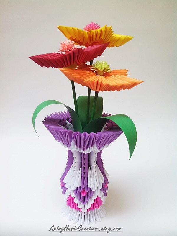 origami with copy paper flower Vase 3d Flower with Vase ArtsyHandsCreations Origami Origami by 3d