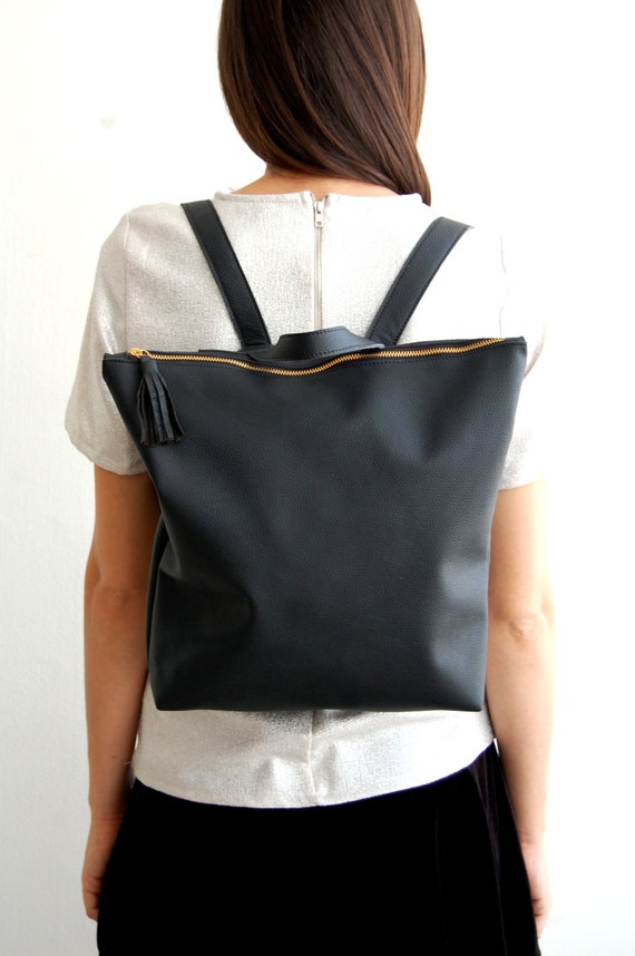 Laptop backpack 13 laptop backpack BLACK leather