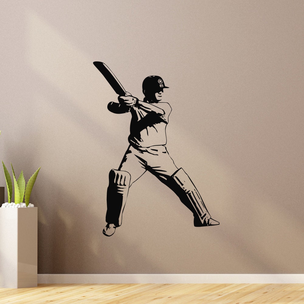 Sports Wall Decal Vinyl Sticker Cricket Bat Ball Sport Wall