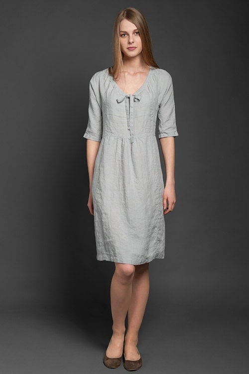  Grey  Linen Dress  XXL plus  sizes  Pure Linen Summer by 