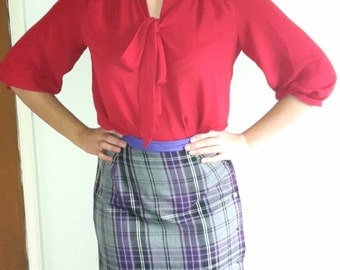 Tartan Skirt - Vintage Tartan Skirt - Vintage Tartan - Tartan Skirt Vintage - Casual Skirt - Straight Skirt - Wiggle Skirt - Office Skirt