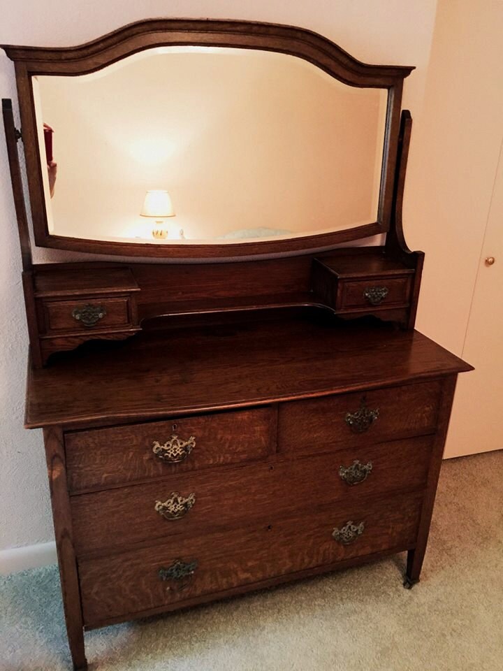 Antique Tiger Oak Dresser with Mirror Haute Juice