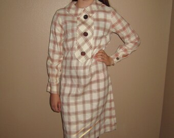 brown and white checkered dress