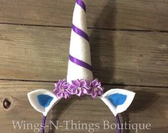 UNICORN HORN HEADBAND, Rarity, ears, purple, white, princess, toddler, adult, girls, little pony, kids, children, halloween, party favor,