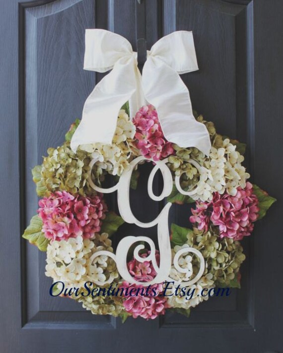 Hydrangea Wreath  Christmas gift for her Wreath for Mom Summer Wreath 