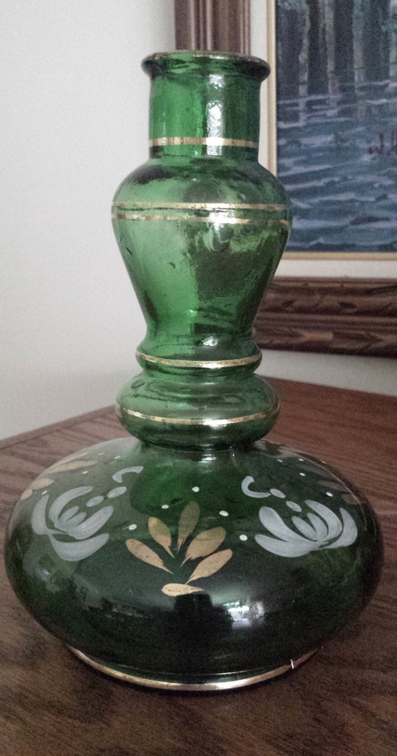 Italian Brebbia Glass Hookah Glass Vase Hand Painted