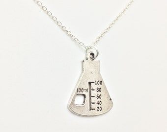 Erlenmeyer Flask Beaker Necklace, Science Gift. Chemistry Gift, Gift for Chemists, Chemistry Teacher, Chemistry Student, Graduation Gift