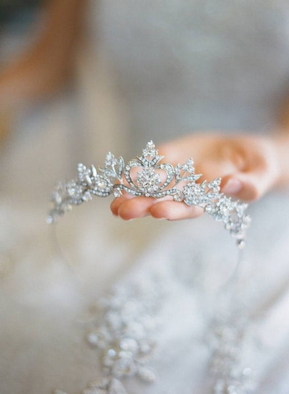 Bridal Tiara Crystal Heart Tiara - DIANA, Swarovski Bridal Tiara, Crystal Wedding Crown, Rhinestone Tiara, Wedding Tiara, Diamante Crown