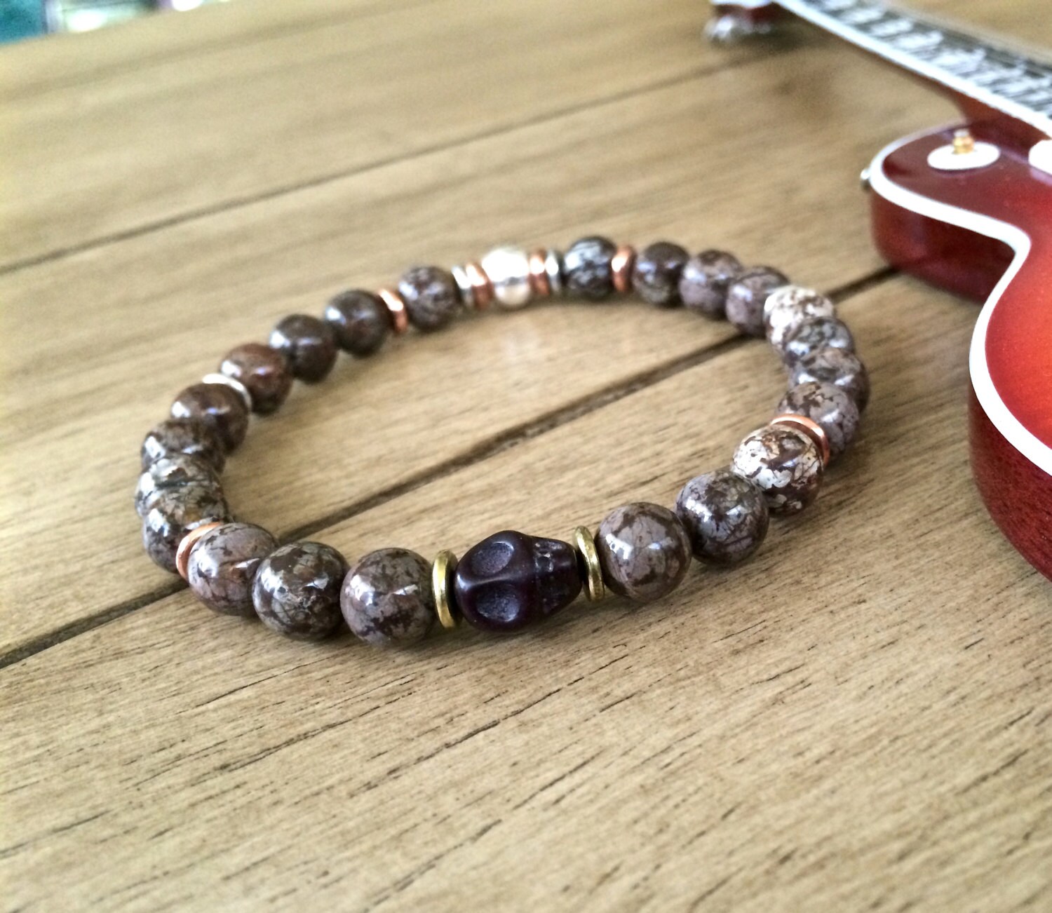 Rock N Roll Rebel/ Mens Gemstone Bracelets/ Mens Beadwork