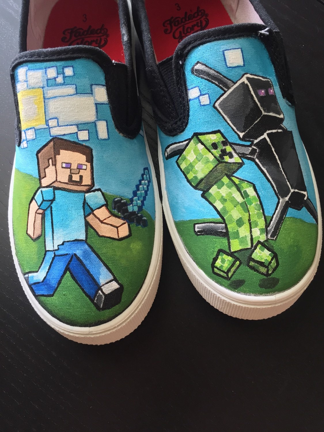 Hand-Painted Minecraft Canvas Slip-on Shoes