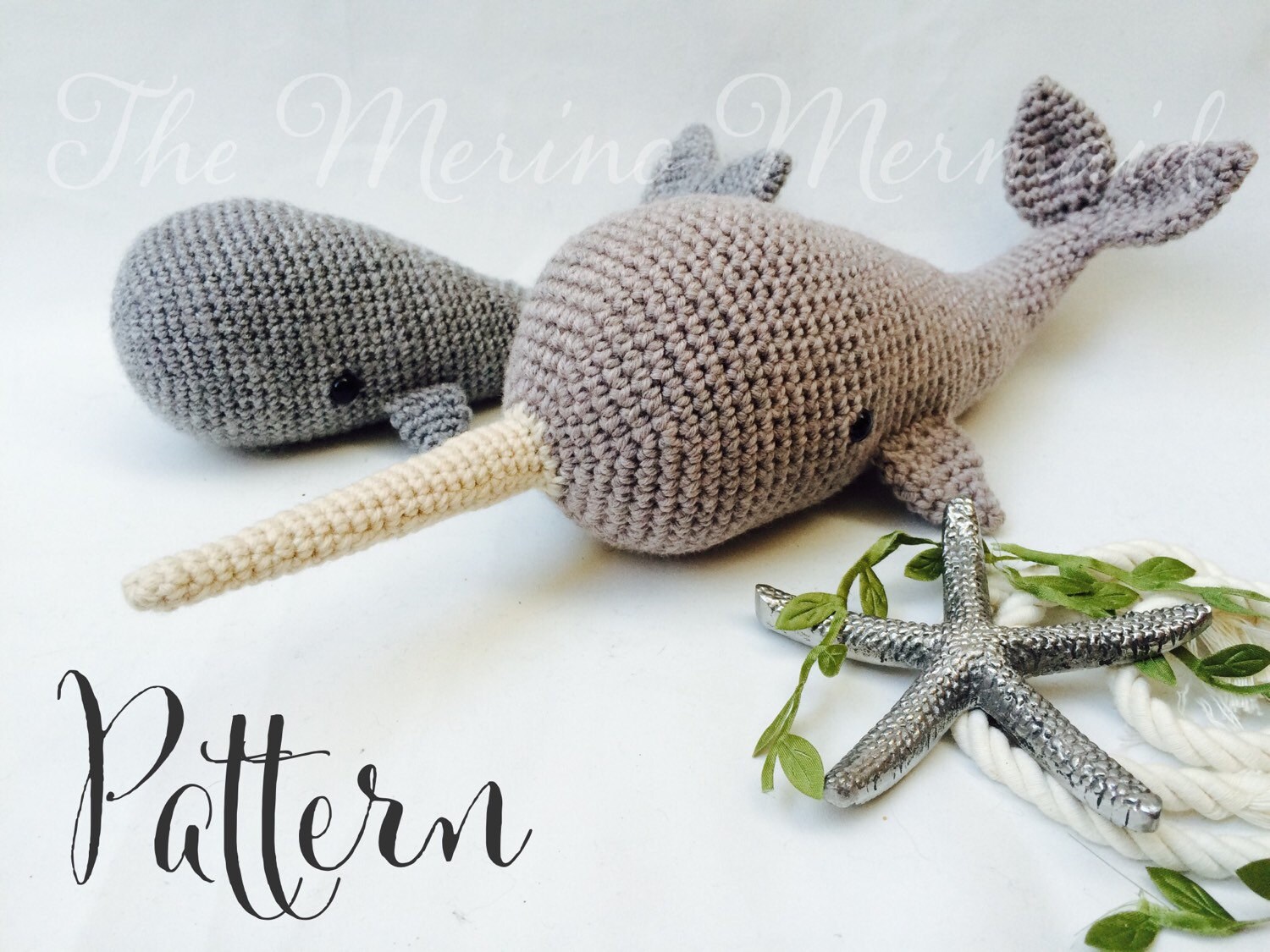 Noah the Narwhal Walter the Whale Crochet Amigurumi PDF E-Book