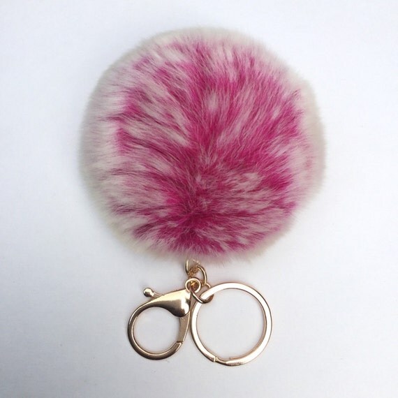 keychain pom pom fur pink fur ball pom pink Hot pom Frosted keychain pendant New! bag puff Fur