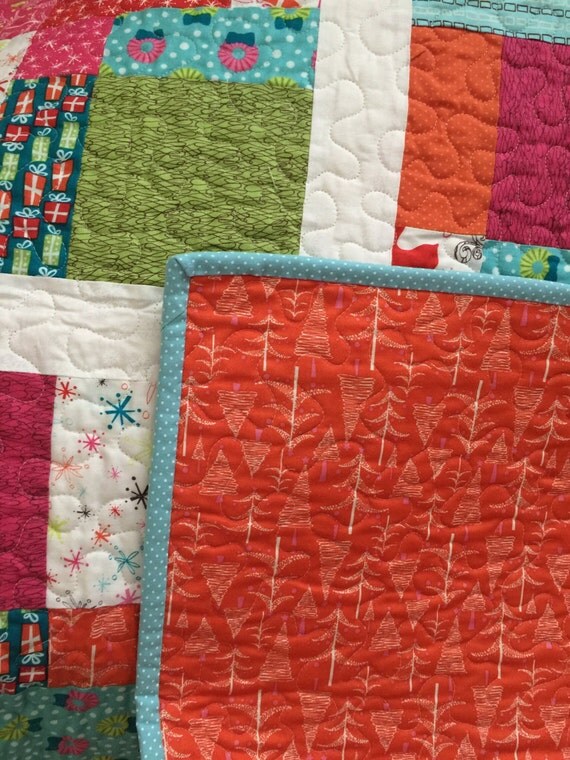 CLEARANCE Christmas Lap Quilt with Matching Quilted Pillow