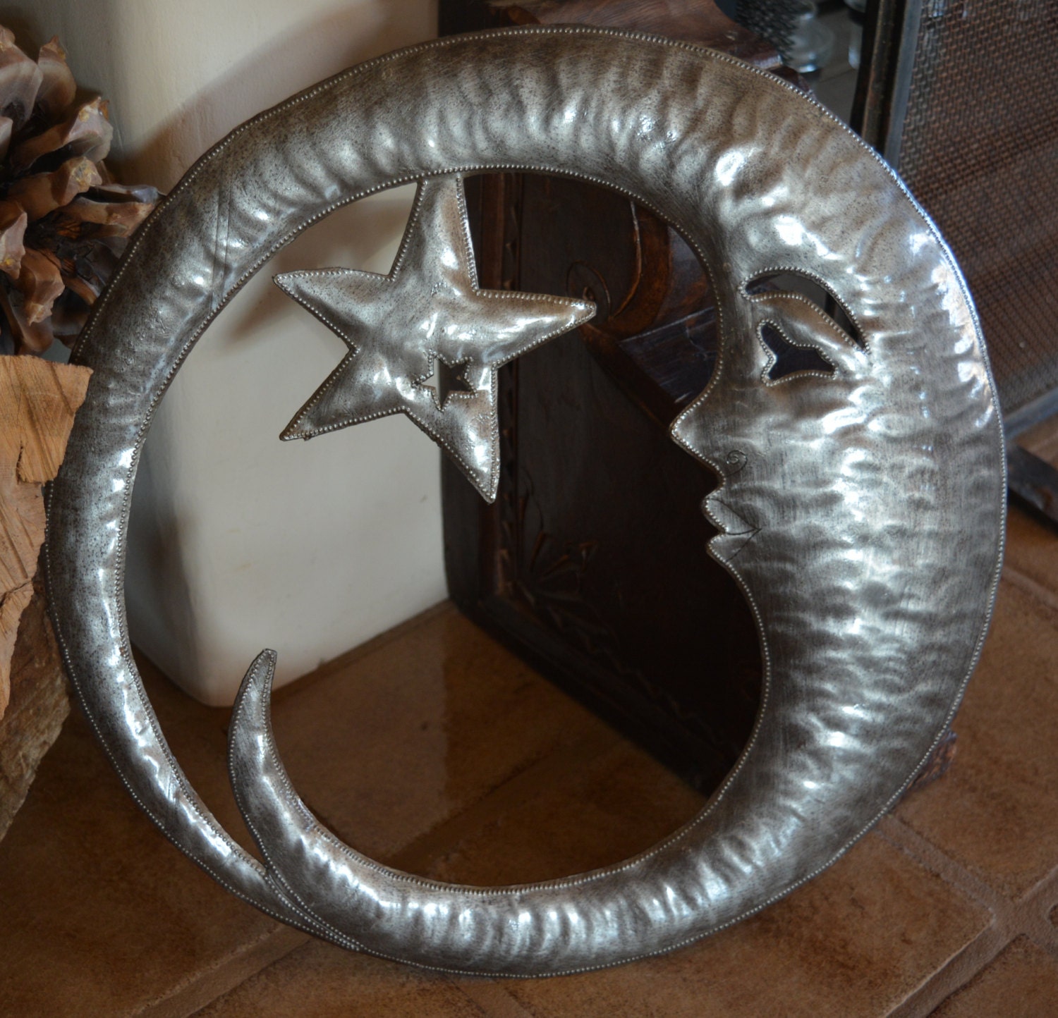 Crescent Moon Haitian Metal Art Wall Hanging Metal Wall