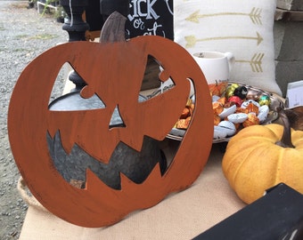 Wooden Jack O'Lantern Halloween Sign