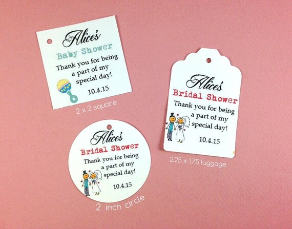 20 Bridal or Baby Shower Hang Tags, Bridal Shower Favors, Baby Shower Favors, Gift Tags, Party 