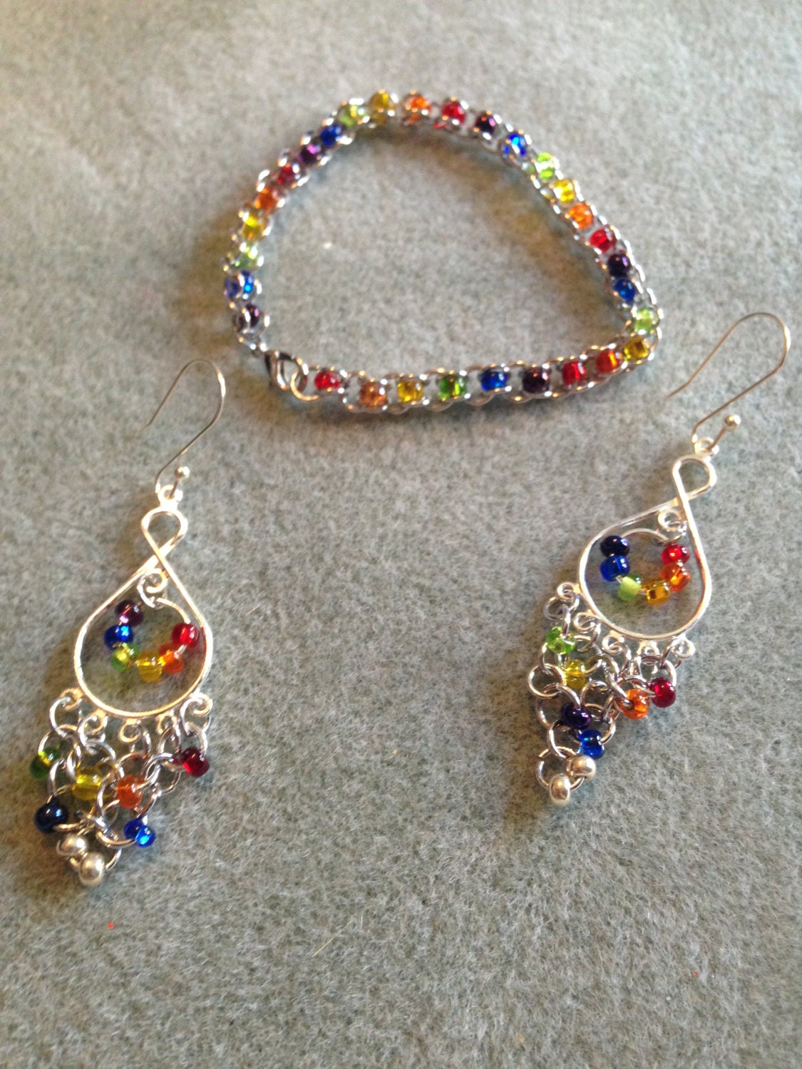 Rainbow Chandelier Dangle Earrings by MaillegantDesigns on Etsy