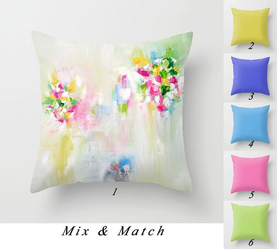 Throw Pillows, Art Pillows, Pink Pillow, Blue Pillow, Green Pillow 