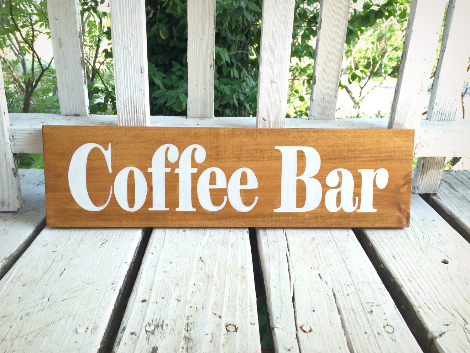 Coffee Bar Sign Wood Coffee Sign Wooden Coffee by BrushLightGold