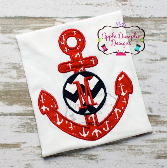 Monogram Anchor Circle Appliqué Machine Embroidery Design 