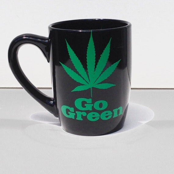 Go green mug marijuana leaf coffee mug coffee by FromAtoZbyTami