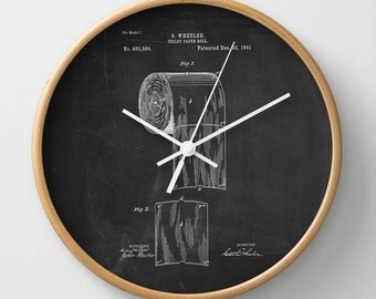 Toilet Paper Patent, Toilet Paper Patent Clock, Modern Clock, The Toilet Paper Clock, toilet paper clock, modern clock, vintage tp clock