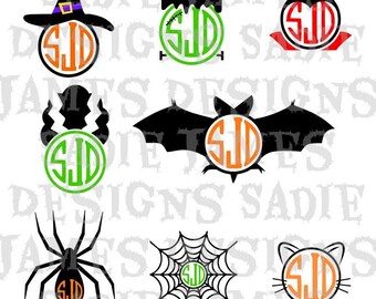 Halloween Monogram Frames SVG and Silhouette Studio cutting file, Instant Download