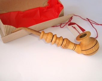 Tobacco pipe in gift box. Wooden smoking pipe. Wood tobacco pipe