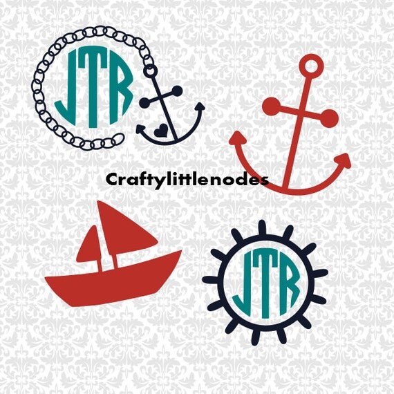 Download Little Nautical Set Boat Captains Wheel Anchor Monograms SVG