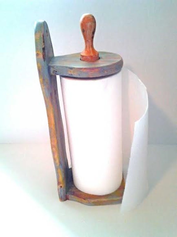 Wooden Paper Towel Holder Hand Painted by PaintedPeculiar on Etsy