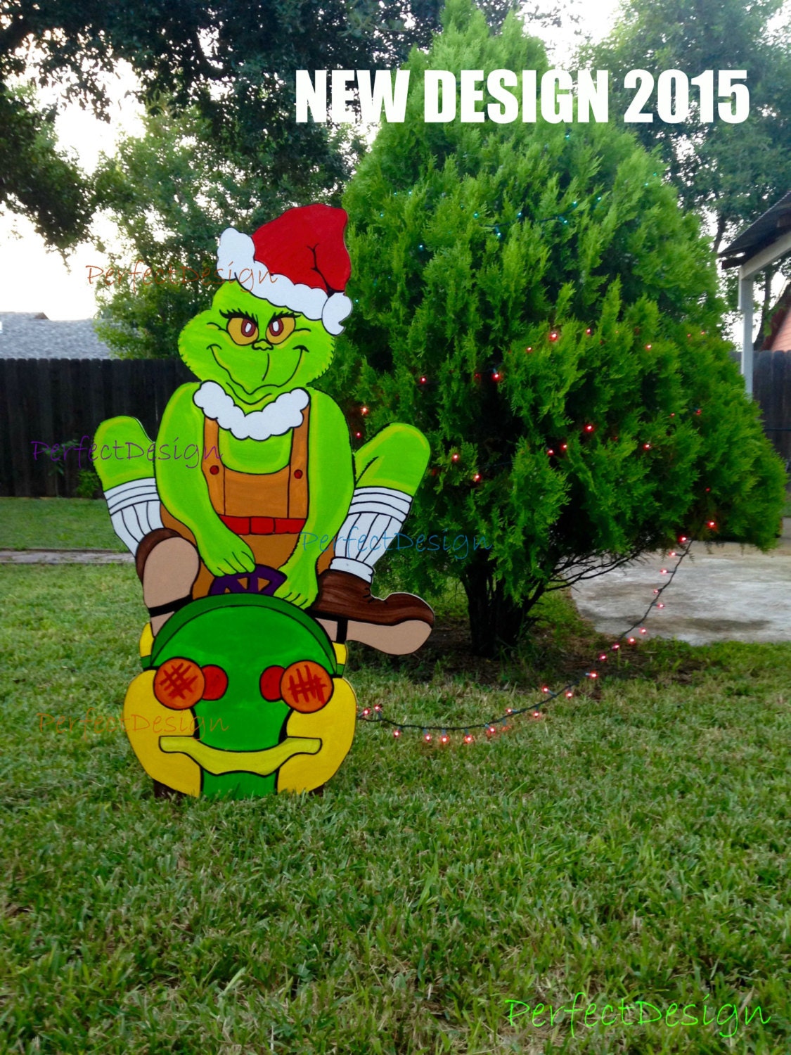 Grinch Stealing Christmas Lights Yard Art Decoration Greet Kris