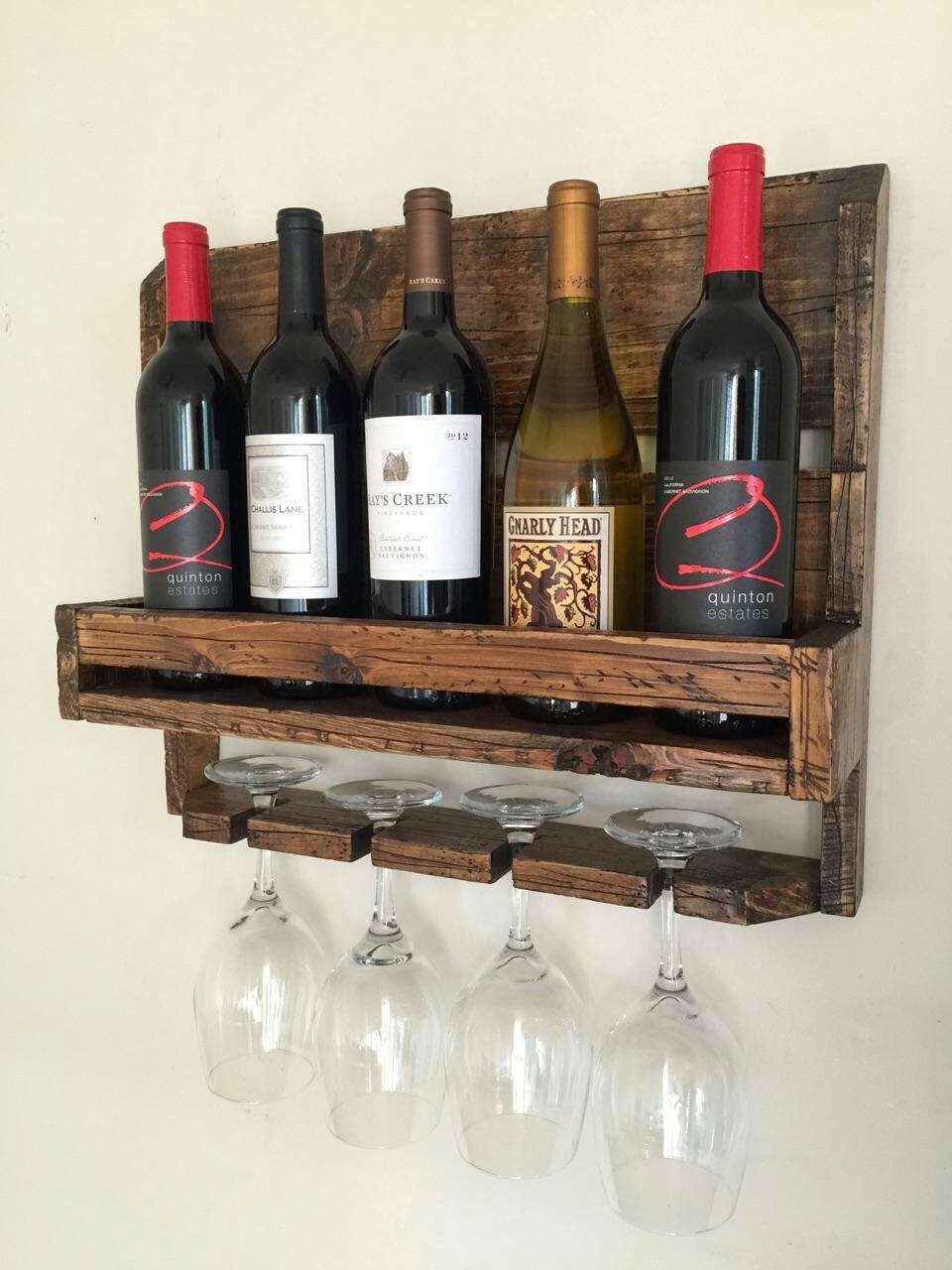 Rustic wine rack w/ glass holder home and by thestandardcollectiv