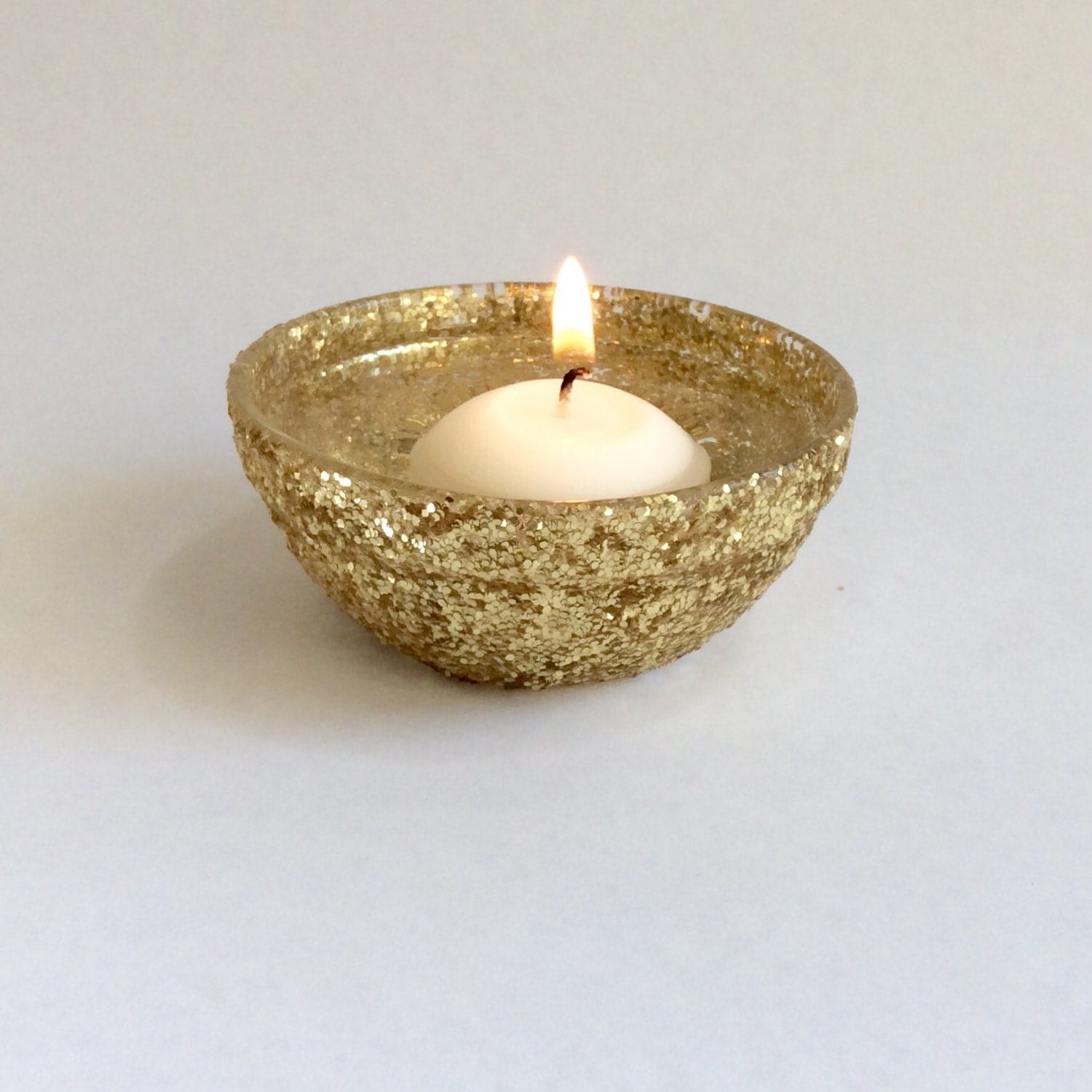 Gold glitter candle holders set of 4 floating by Lenoreloves