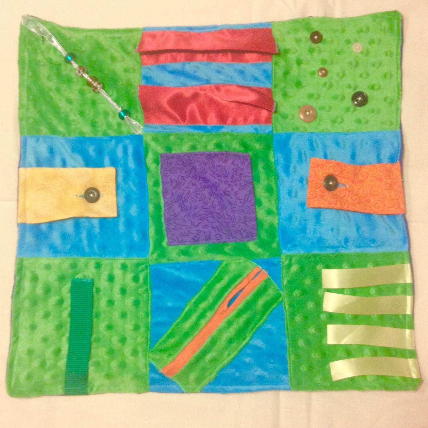 Sensory Blanket Fidget Quilt Autism Restless by JenniesSewCrafty