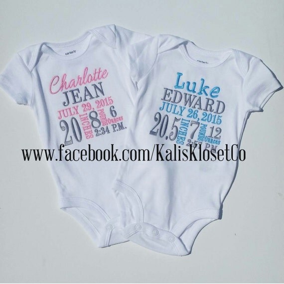Birth Announcement Shirt Embroidered Shirt Personalized