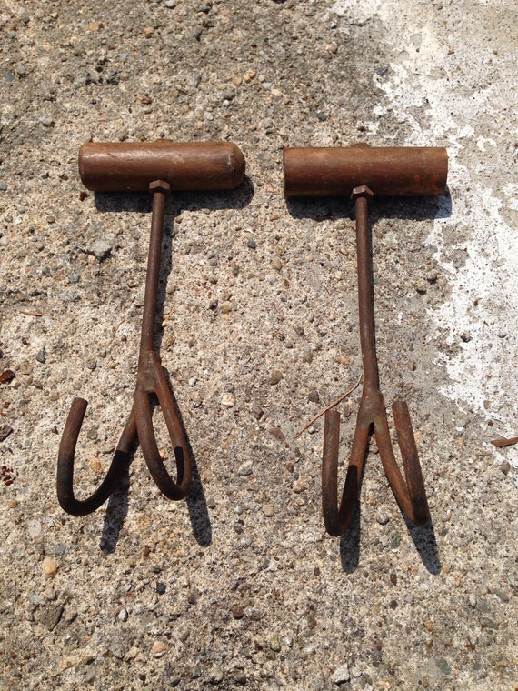 Items similar to Lot of 2 Vintage Hay Grapple Hooks Handheld Old Metal ...