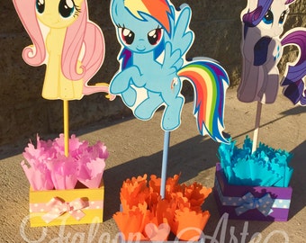 My Little Pony Birthday Party Centerpiece Favors Guest Table Decoration for Birthday Party Food Court Candy Buffet My Little Pony SET OF 6