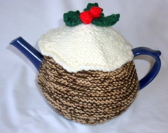 Christmas tea cosy. Christmas pudding tea cosy. Christmas decoration. Large tea cosy. 4 cup tea cosy. Christmas ornament. Knitted tea cosy.